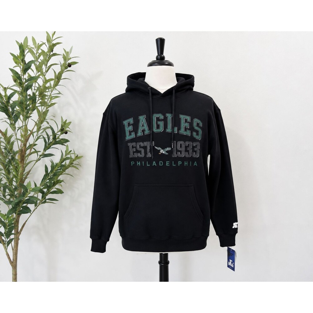 Philadelphia Eagles Starter Hoodie Ladies Small Black NFL Pullover NWT Est 1933